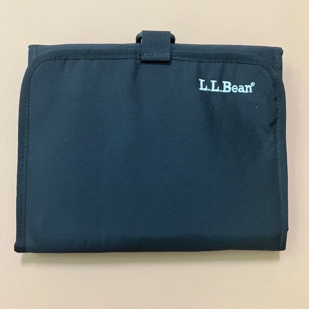 L.L.Bean Travel Toiletry Organizer Case Cosmetic Makeup Bag New Black Blue